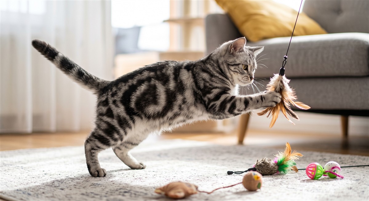運動して遊ぶ猫